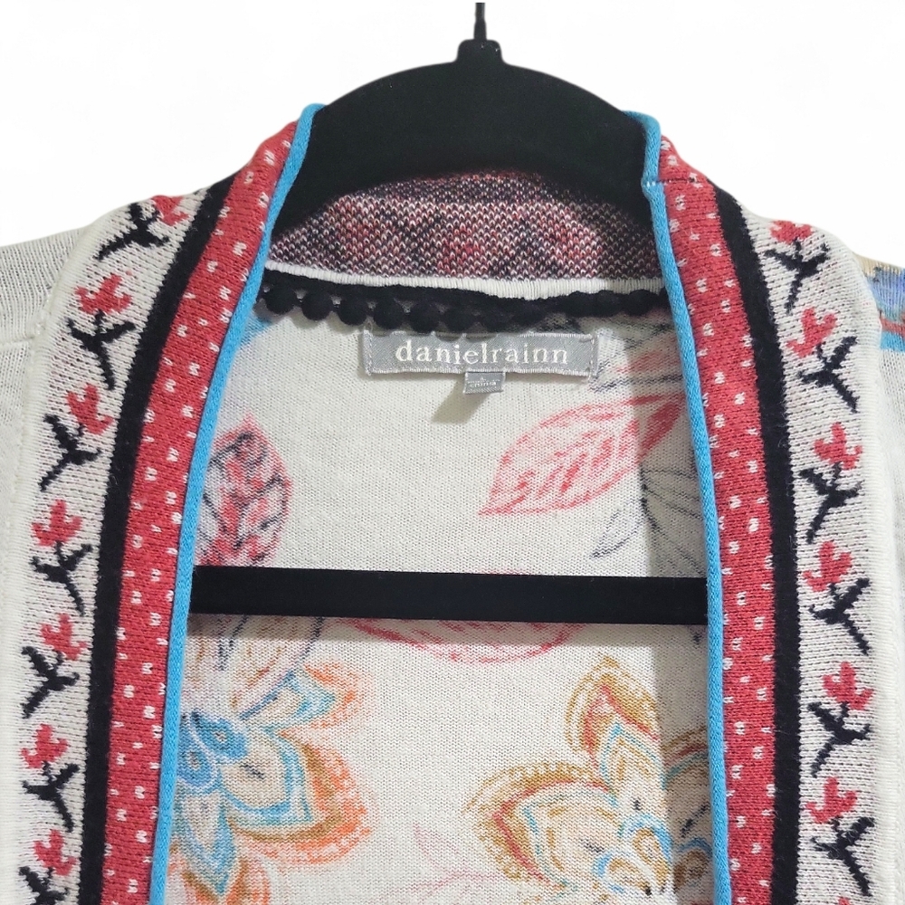 Daniel Rainn Cristiana Floral Print Linen Blend Open Front Cardigan Size L... - Picture 7 of 16